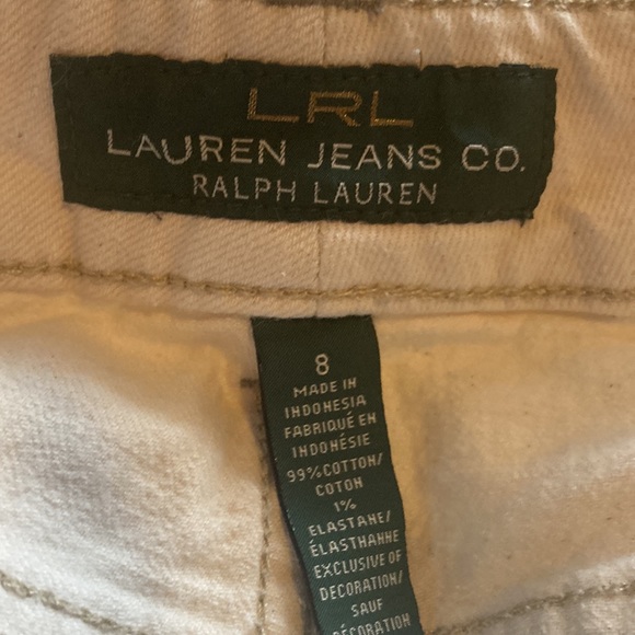 Ralph Lauren White Jeans Size 8 with embroidery on front and writing on back. - Picture 7 of 9